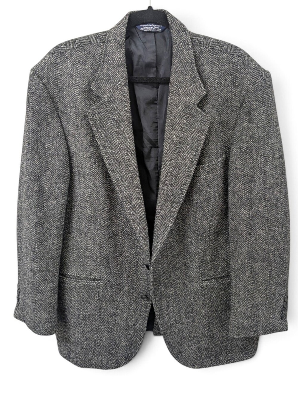 Harris Tweed Lands End Blazer Jacket Men's Size 44R Gray Herringbone Sport Coat